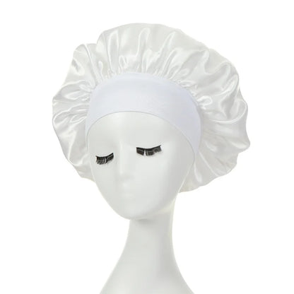 Women Night Sleep Hair Caps Silky Bonnet Satin Double Layer Adjust Head Cover Hat Shower Cap for Curly Hair Styling Accessories